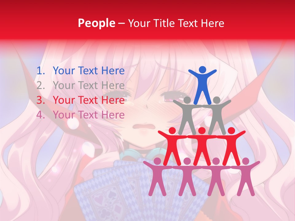 A Anime Girl With Pink Hair Holding A Fan PowerPoint Template