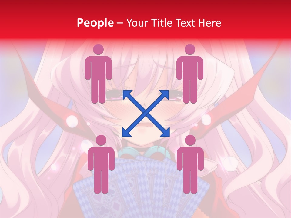 A Anime Girl With Pink Hair Holding A Fan PowerPoint Template