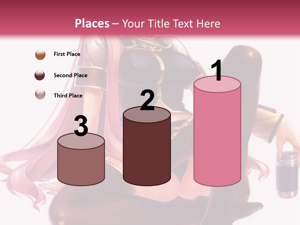 A Girl Sitting On A Chair With A Pink Background PowerPoint Template