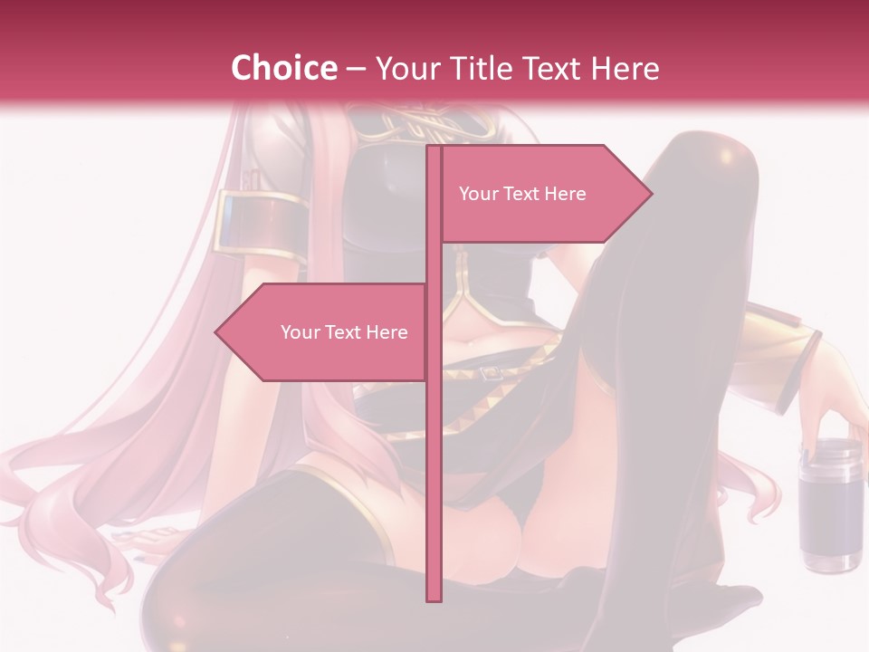 A Girl Sitting On A Chair With A Pink Background PowerPoint Template