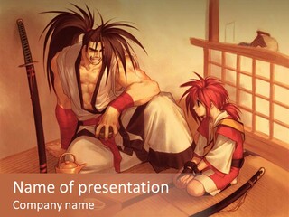 A Man And A Woman Sitting On A Floor Next To Each Other PowerPoint Template