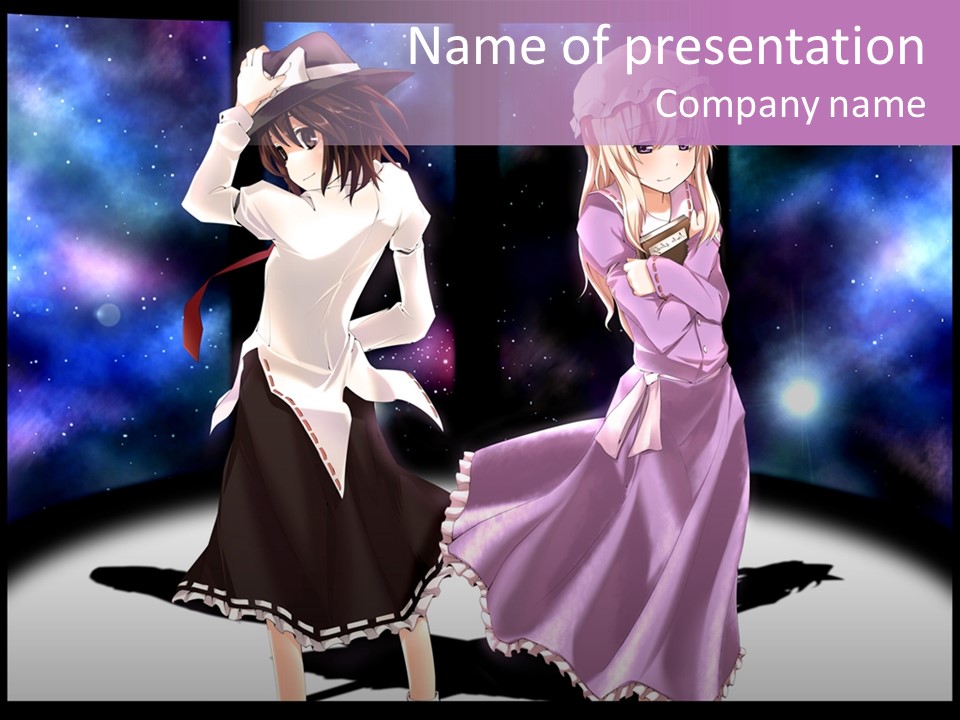 A Couple Of Women Standing Next To Each Other PowerPoint Template