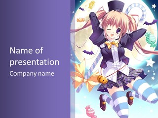 A Girl In A School Uniform Is Flying Through The Air PowerPoint Template