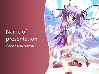 A Girl With Long Purple Hair Holding A Sword PowerPoint Template