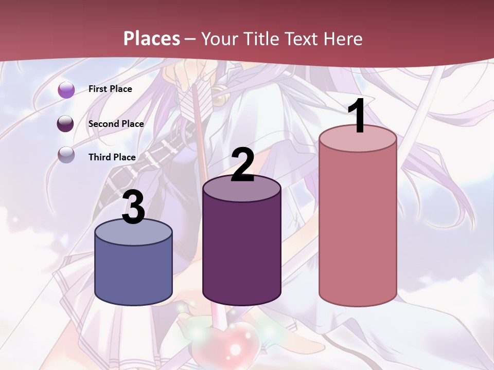 A Girl With Long Purple Hair Holding A Sword PowerPoint Template