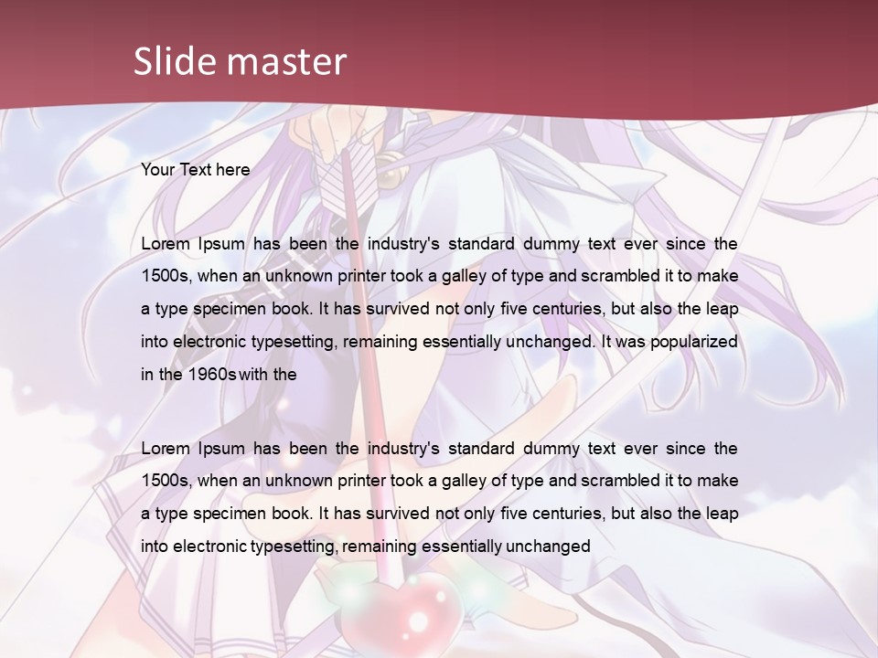 A Girl With Long Purple Hair Holding A Sword PowerPoint Template