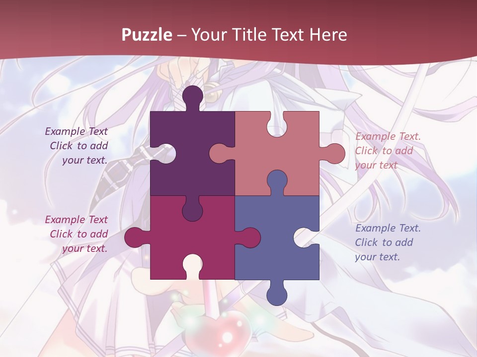 A Girl With Long Purple Hair Holding A Sword PowerPoint Template