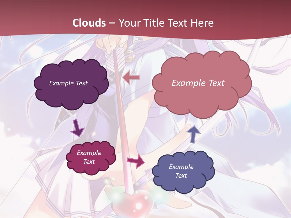 A Girl With Long Purple Hair Holding A Sword PowerPoint Template