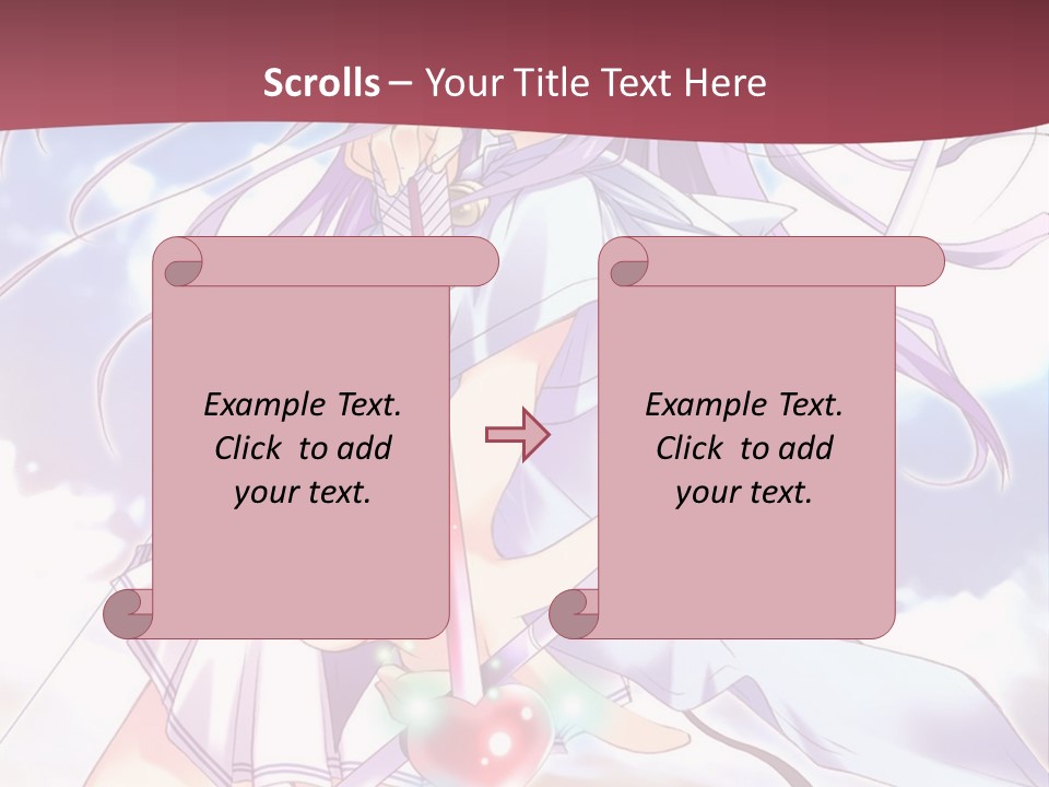 A Girl With Long Purple Hair Holding A Sword PowerPoint Template