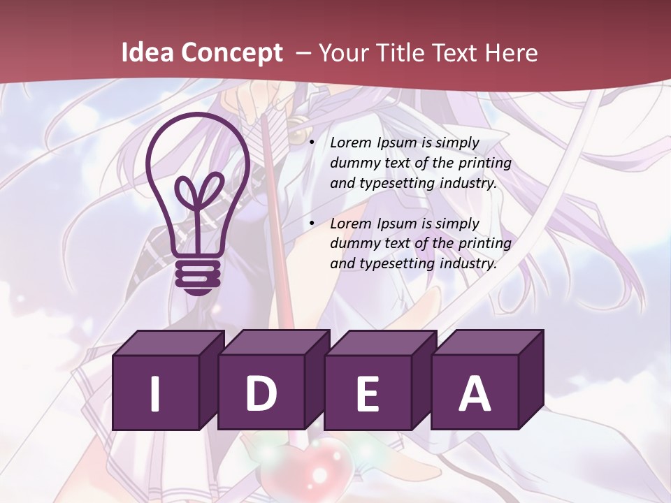A Girl With Long Purple Hair Holding A Sword PowerPoint Template