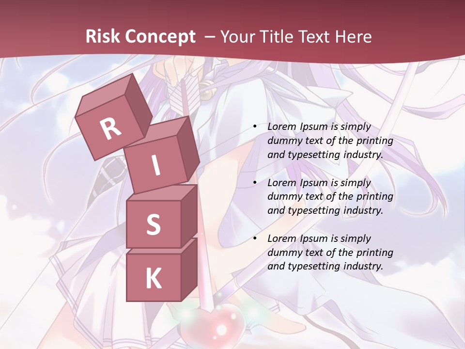 A Girl With Long Purple Hair Holding A Sword PowerPoint Template