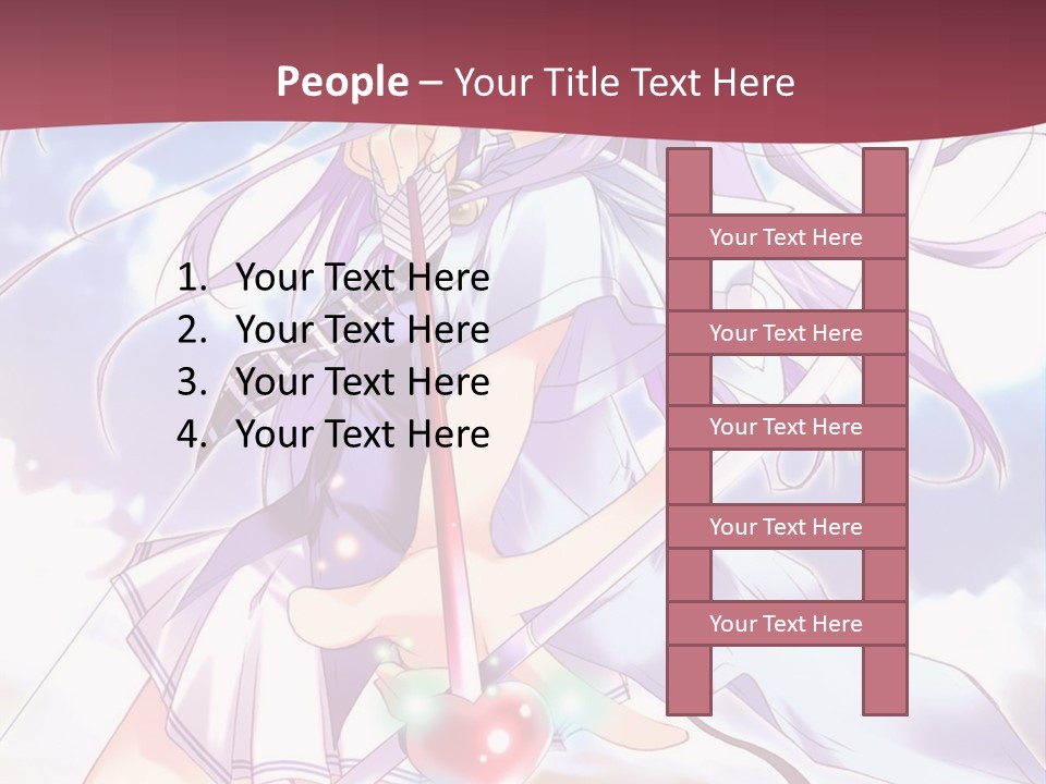 A Girl With Long Purple Hair Holding A Sword PowerPoint Template