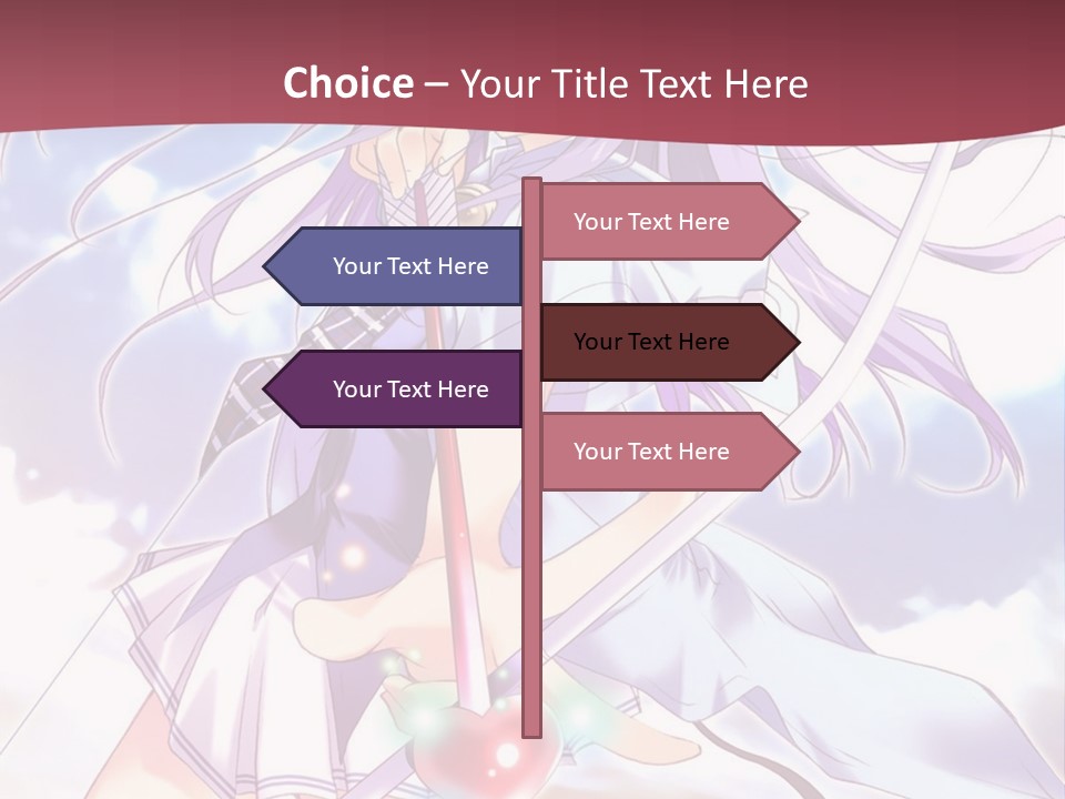 A Girl With Long Purple Hair Holding A Sword PowerPoint Template