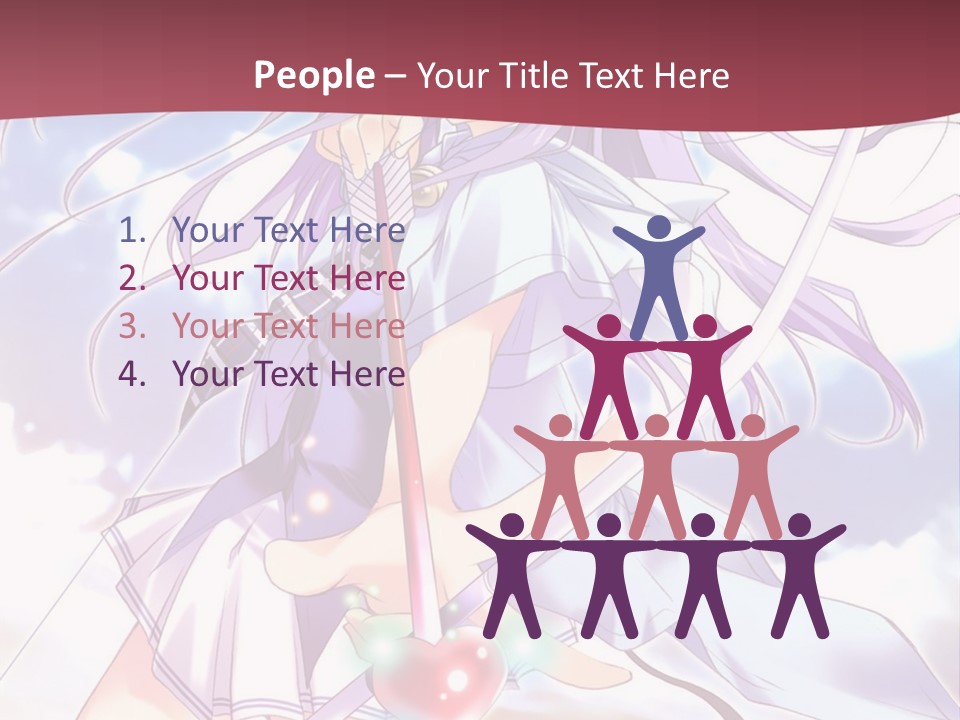 A Girl With Long Purple Hair Holding A Sword PowerPoint Template