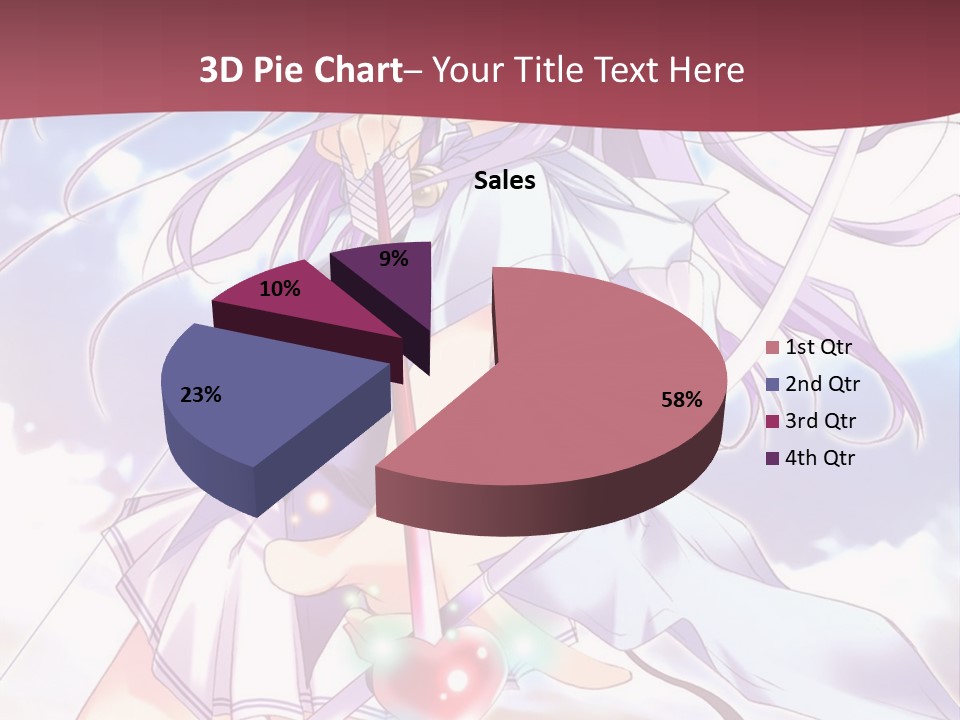 A Girl With Long Purple Hair Holding A Sword PowerPoint Template