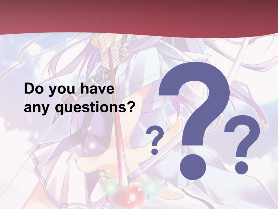 A Girl With Long Purple Hair Holding A Sword PowerPoint Template