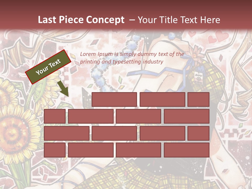 A Girl With A Flower In Her Hand And A Brick Wall In The Background PowerPoint Template