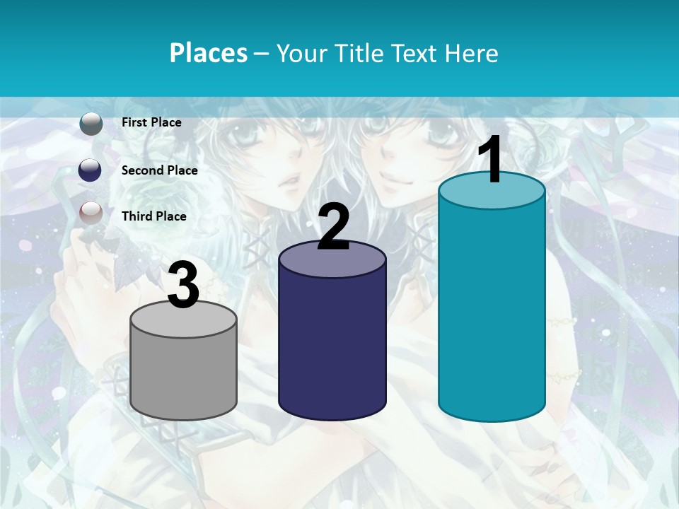 A Couple Of Anime Characters Hugging In Front Of A Blue Background PowerPoint Template