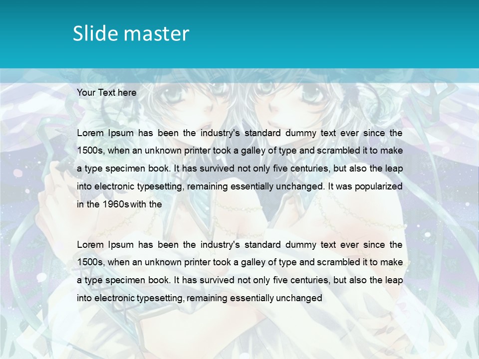 A Couple Of Anime Characters Hugging In Front Of A Blue Background PowerPoint Template