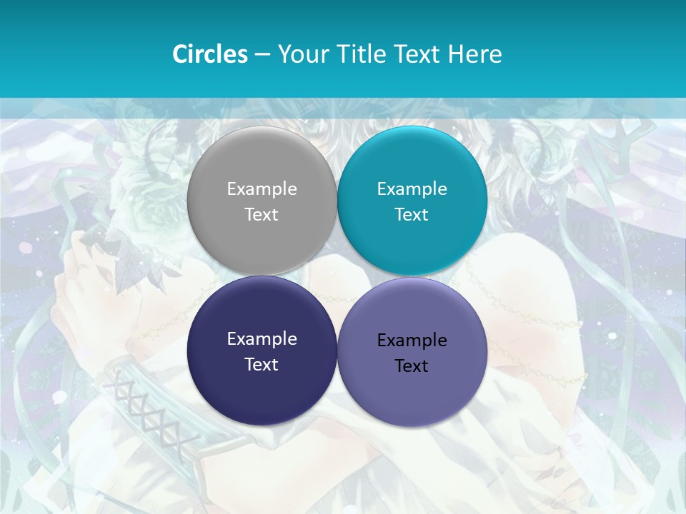 A Couple Of Anime Characters Hugging In Front Of A Blue Background PowerPoint Template