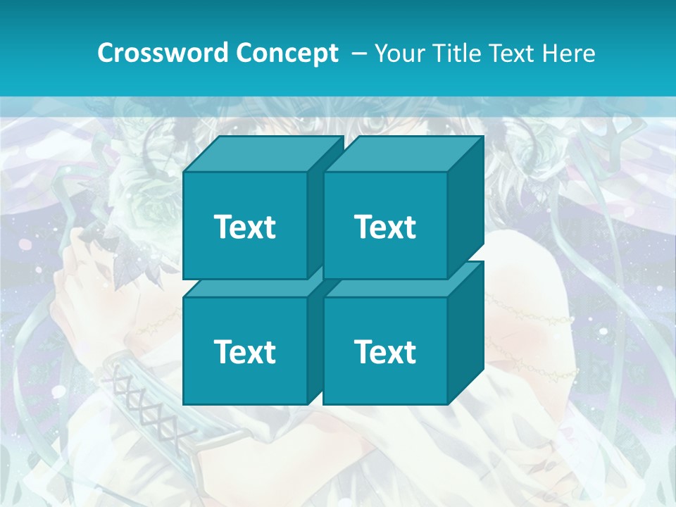 A Couple Of Anime Characters Hugging In Front Of A Blue Background PowerPoint Template