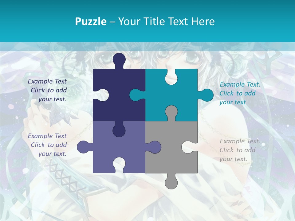 A Couple Of Anime Characters Hugging In Front Of A Blue Background PowerPoint Template