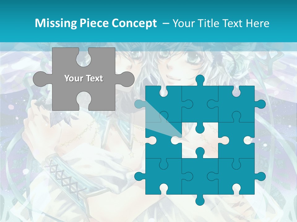 A Couple Of Anime Characters Hugging In Front Of A Blue Background PowerPoint Template