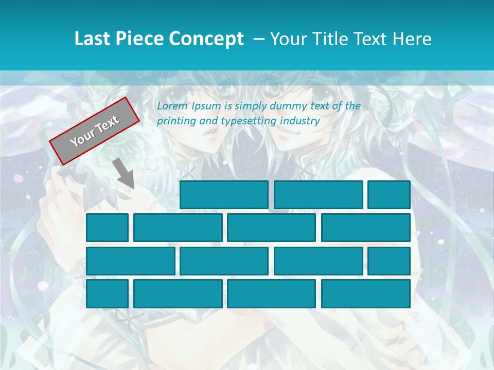A Couple Of Anime Characters Hugging In Front Of A Blue Background PowerPoint Template