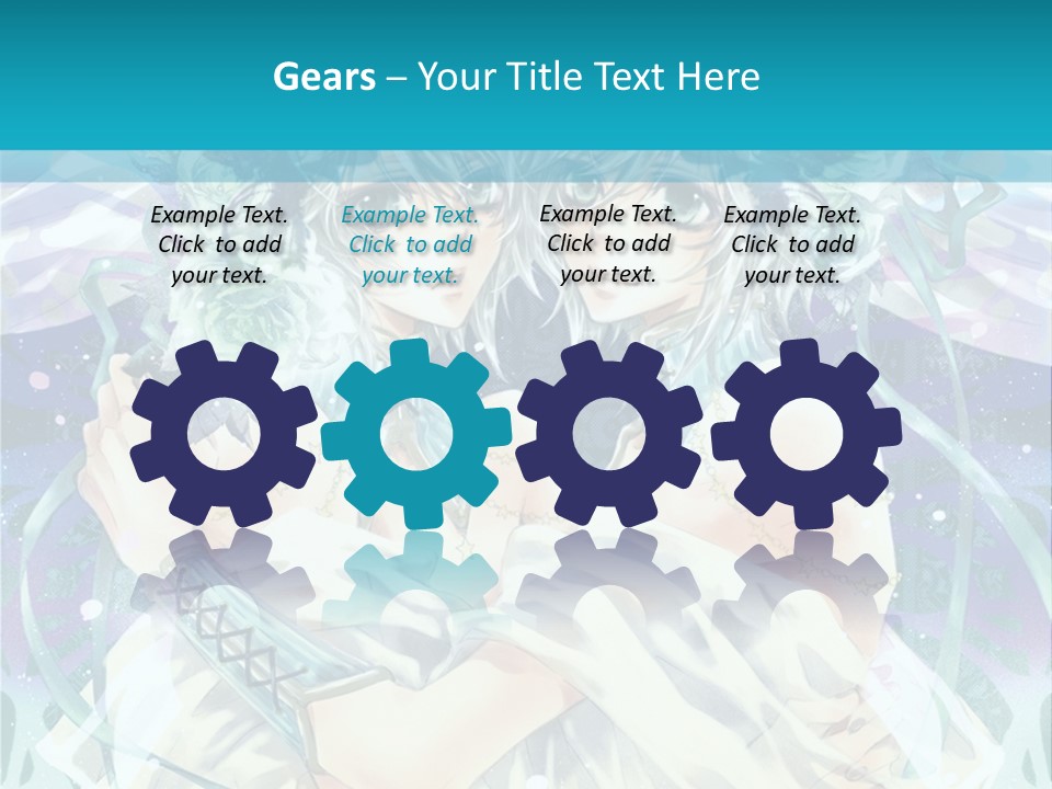 A Couple Of Anime Characters Hugging In Front Of A Blue Background PowerPoint Template