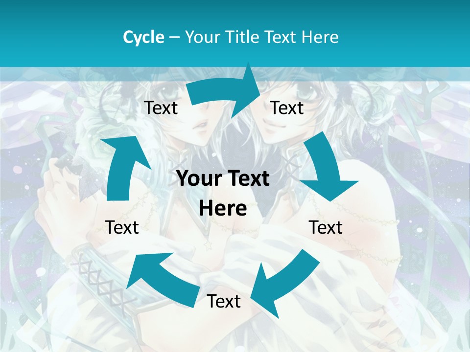 A Couple Of Anime Characters Hugging In Front Of A Blue Background PowerPoint Template