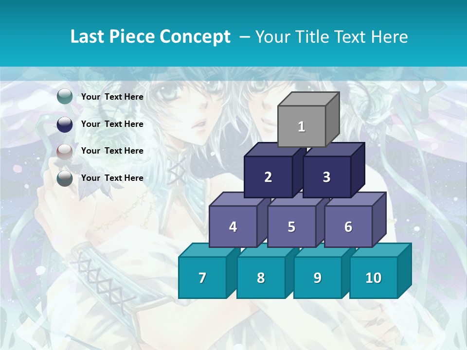 A Couple Of Anime Characters Hugging In Front Of A Blue Background PowerPoint Template