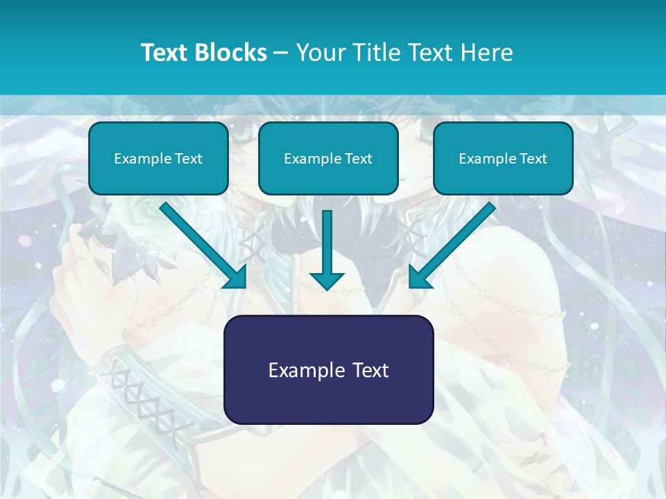 A Couple Of Anime Characters Hugging In Front Of A Blue Background PowerPoint Template