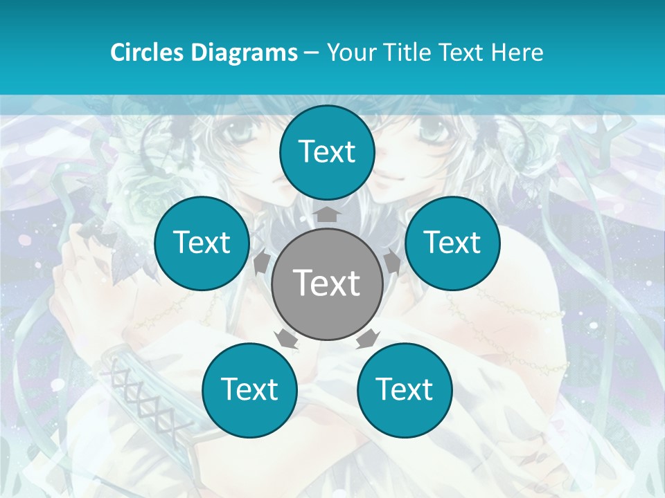 A Couple Of Anime Characters Hugging In Front Of A Blue Background PowerPoint Template