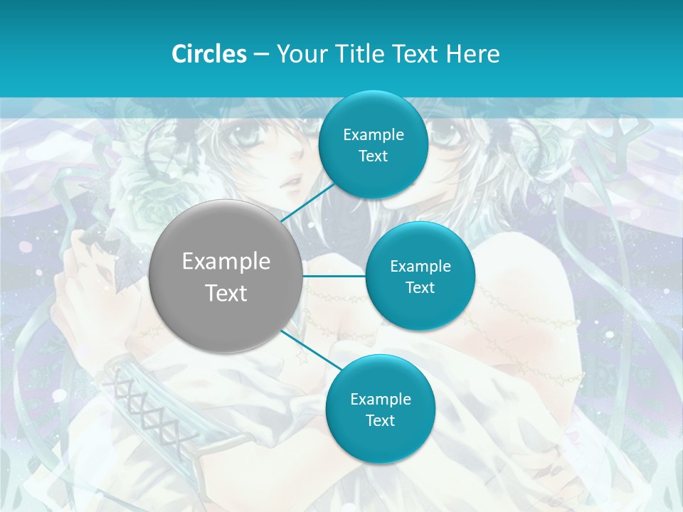 A Couple Of Anime Characters Hugging In Front Of A Blue Background PowerPoint Template