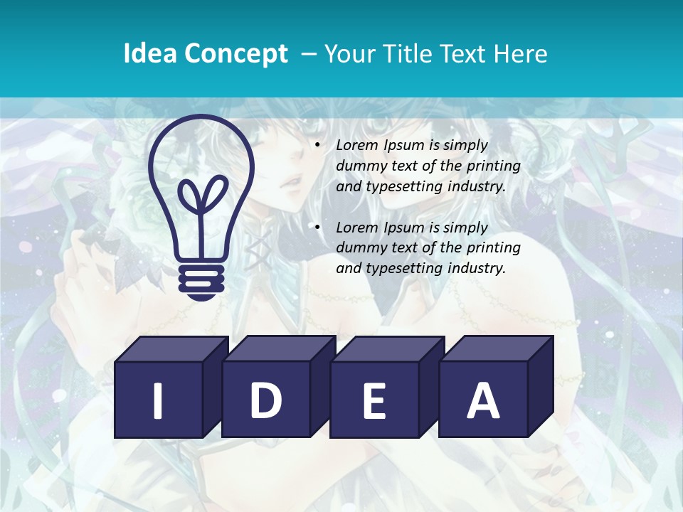 A Couple Of Anime Characters Hugging In Front Of A Blue Background PowerPoint Template