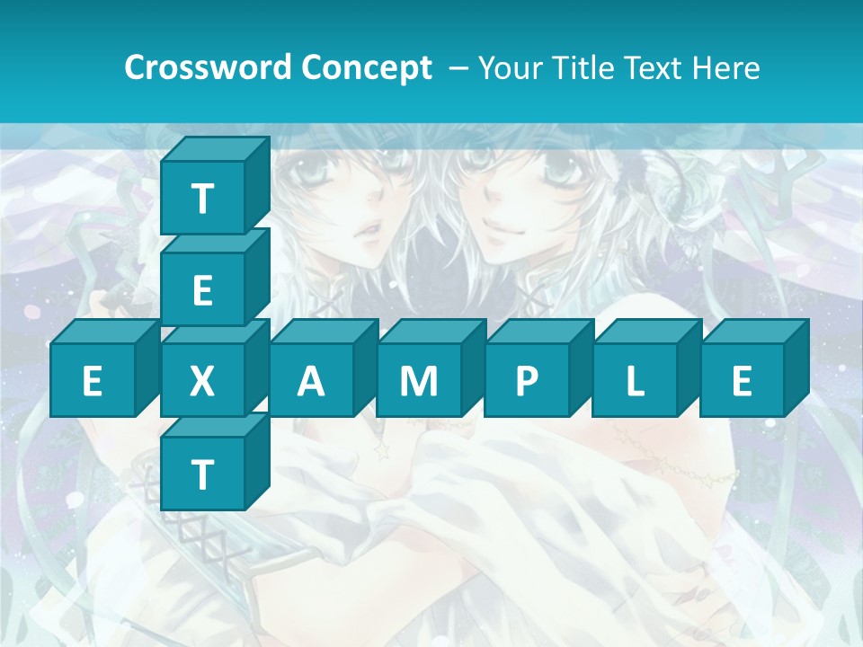 A Couple Of Anime Characters Hugging In Front Of A Blue Background PowerPoint Template