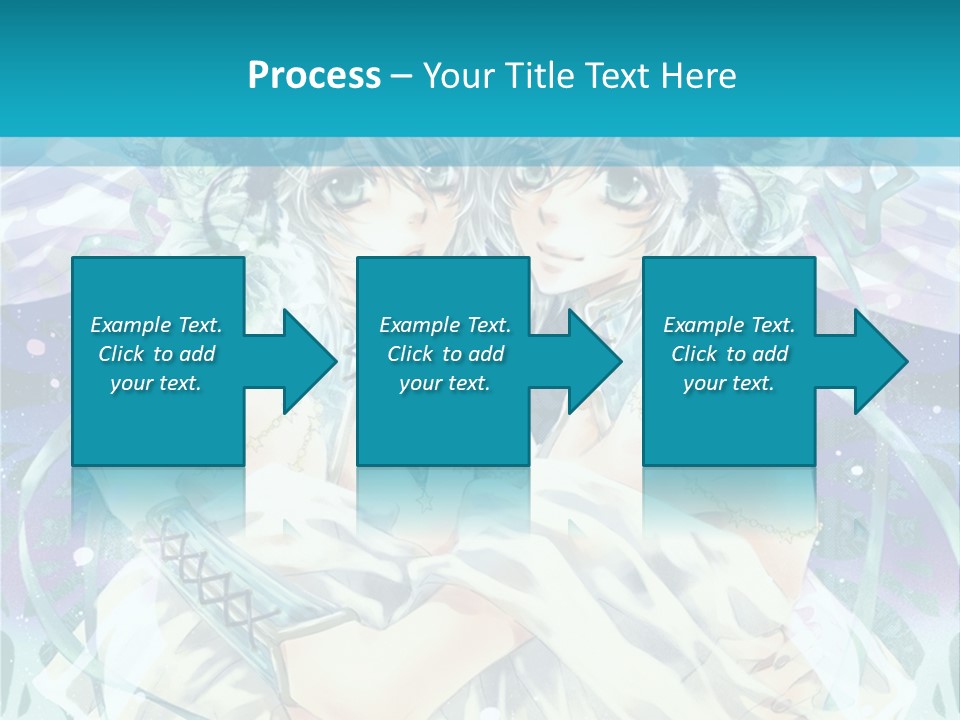 A Couple Of Anime Characters Hugging In Front Of A Blue Background PowerPoint Template