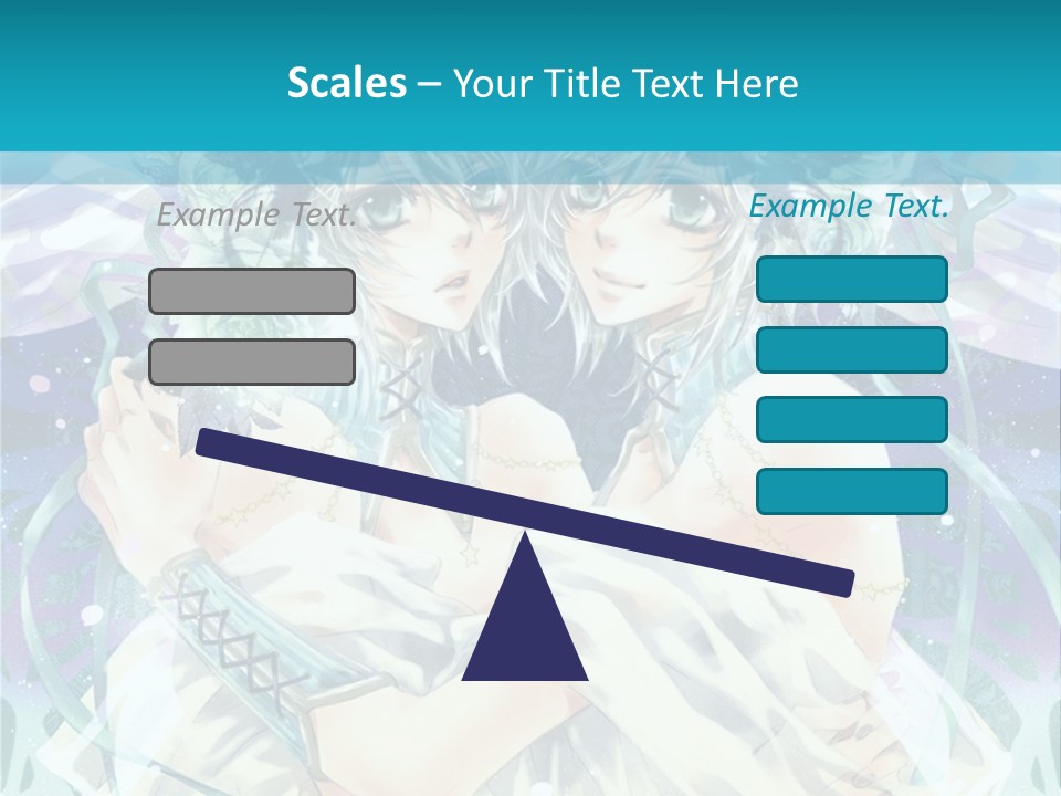 A Couple Of Anime Characters Hugging In Front Of A Blue Background PowerPoint Template