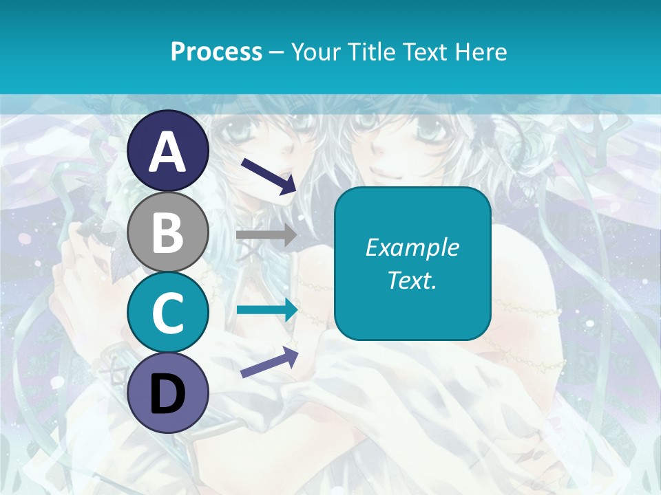 A Couple Of Anime Characters Hugging In Front Of A Blue Background PowerPoint Template