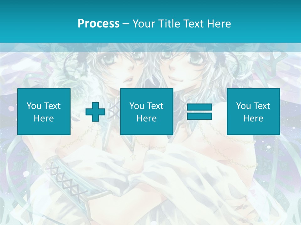 A Couple Of Anime Characters Hugging In Front Of A Blue Background PowerPoint Template