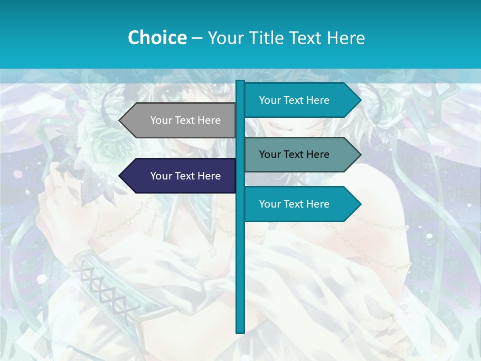 A Couple Of Anime Characters Hugging In Front Of A Blue Background PowerPoint Template