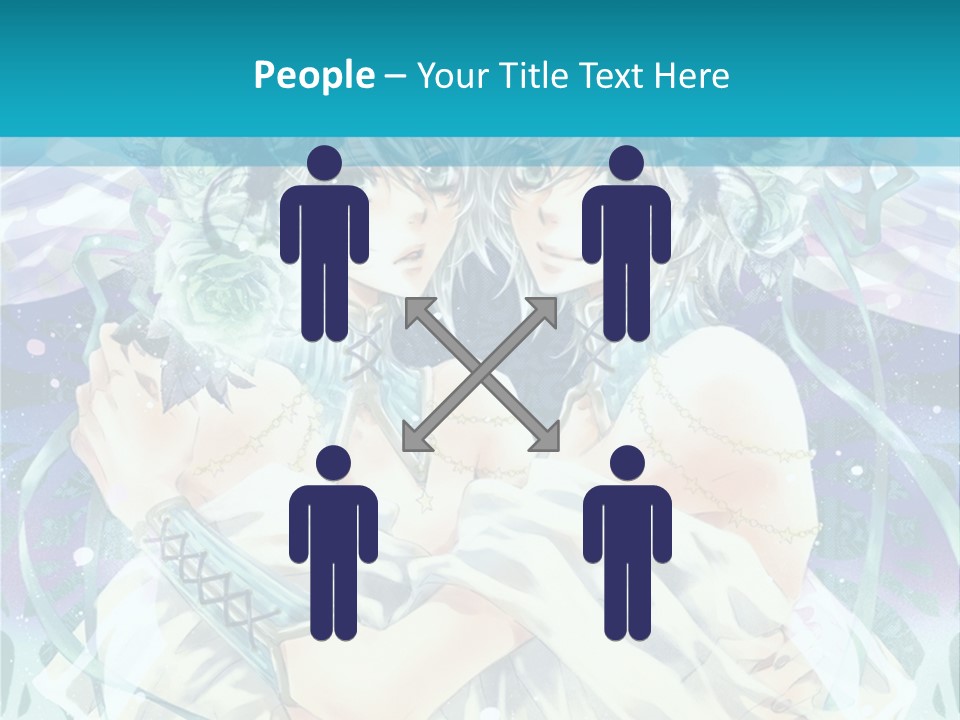 A Couple Of Anime Characters Hugging In Front Of A Blue Background PowerPoint Template