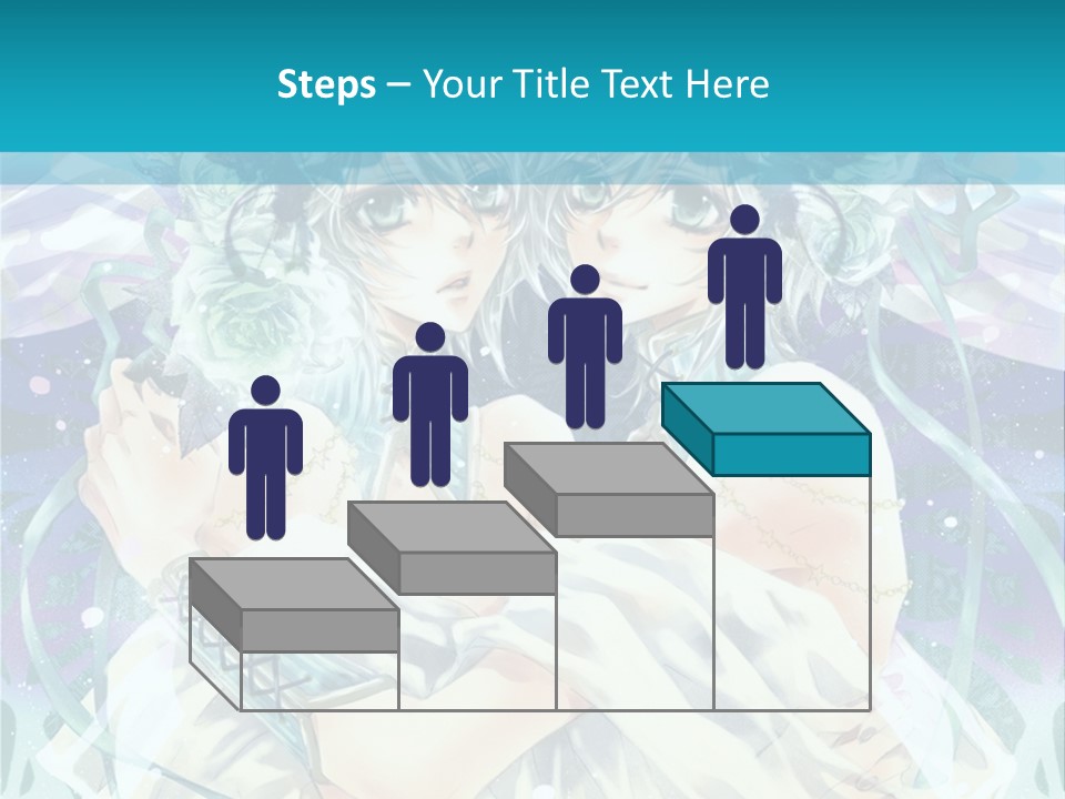 A Couple Of Anime Characters Hugging In Front Of A Blue Background PowerPoint Template