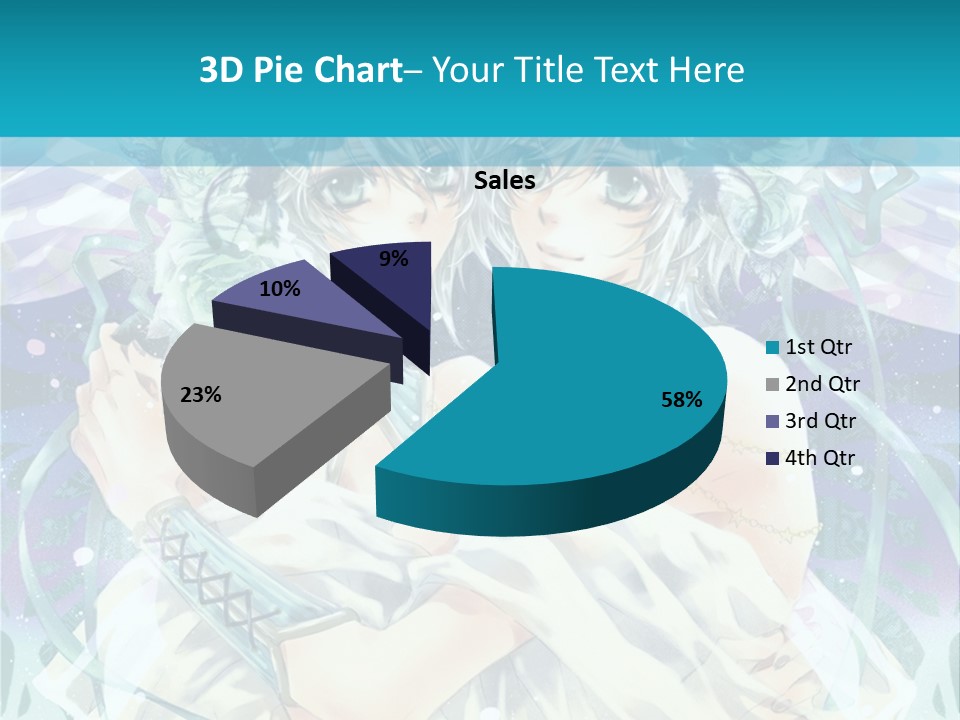 A Couple Of Anime Characters Hugging In Front Of A Blue Background PowerPoint Template