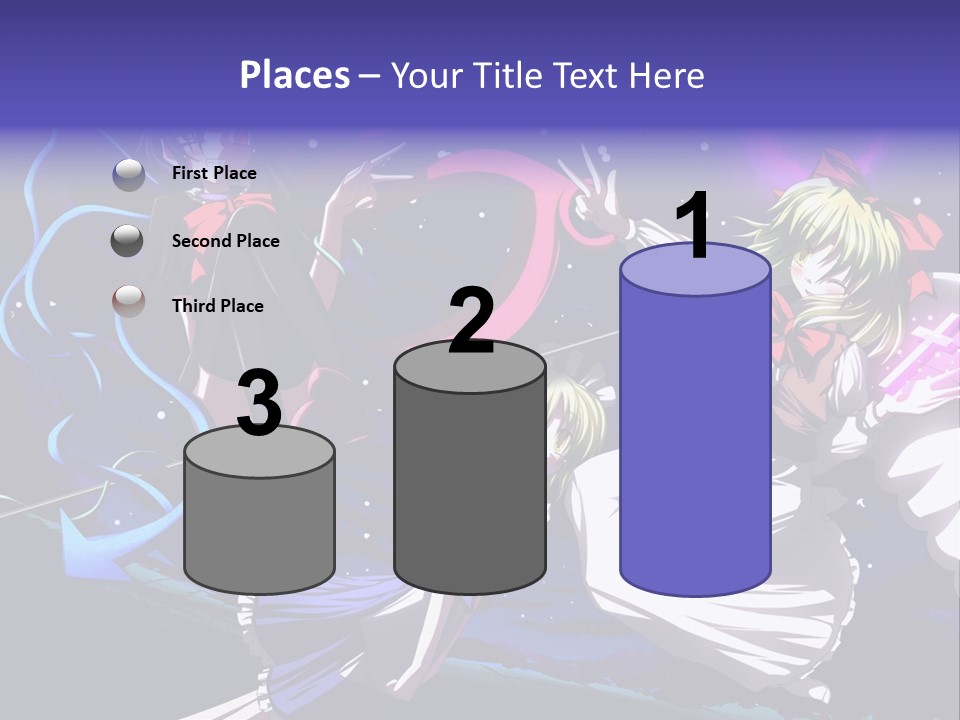 A Group Of Anime Girls In Front Of A Purple Background PowerPoint Template