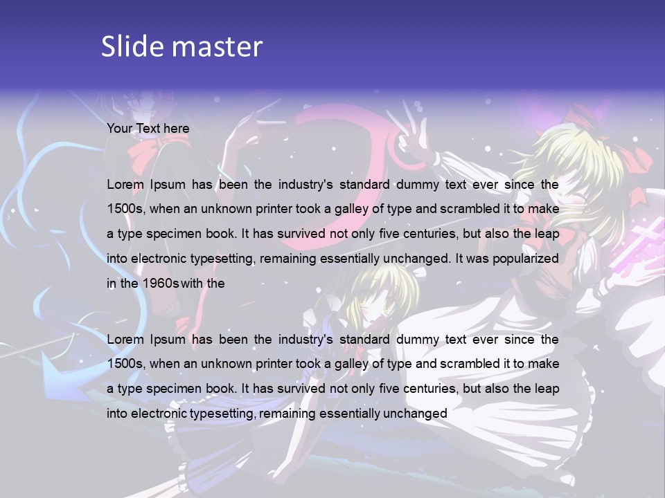 A Group Of Anime Girls In Front Of A Purple Background PowerPoint Template