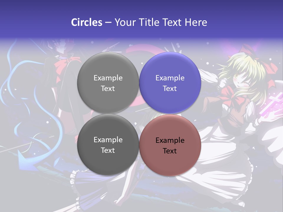 A Group Of Anime Girls In Front Of A Purple Background PowerPoint Template