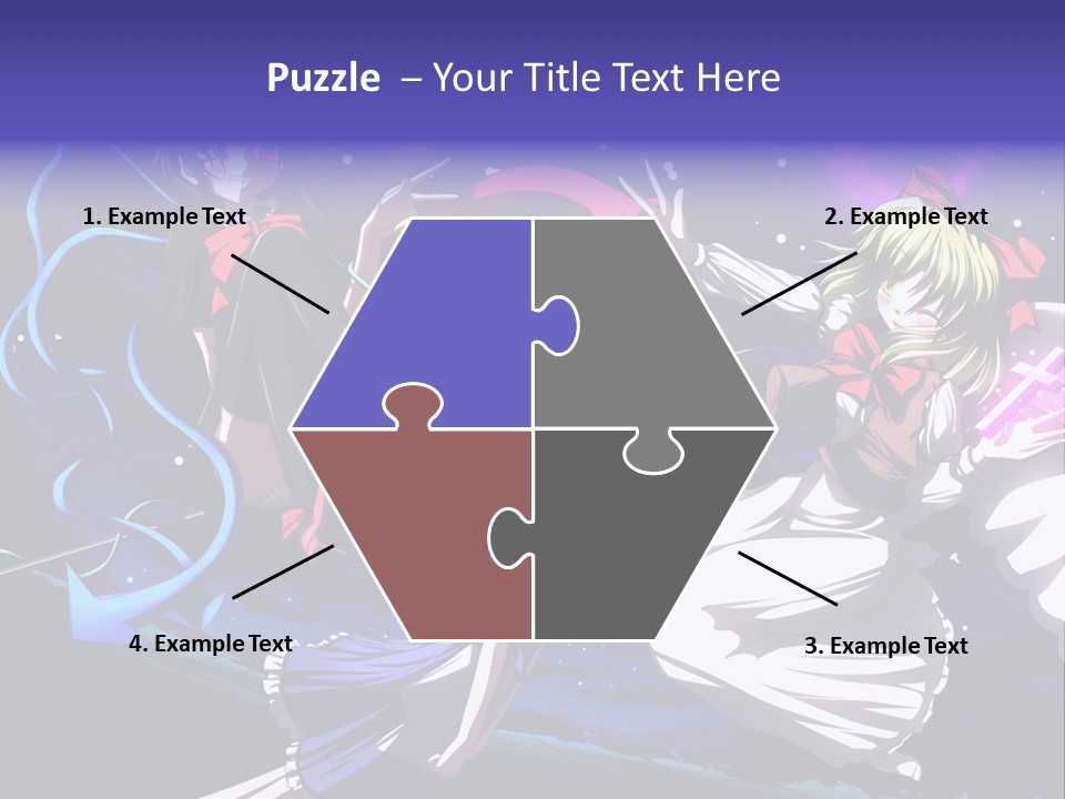 A Group Of Anime Girls In Front Of A Purple Background PowerPoint Template