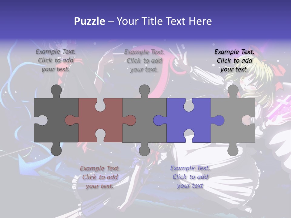 A Group Of Anime Girls In Front Of A Purple Background PowerPoint Template