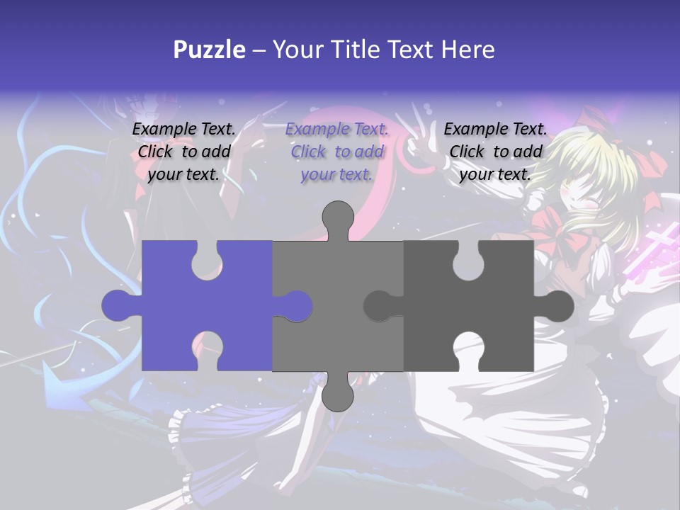 A Group Of Anime Girls In Front Of A Purple Background PowerPoint Template